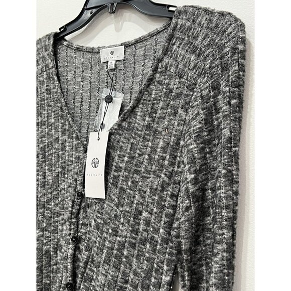 Socialite Button Front Cardigan - CHARCOAL NWT - Picture 5 of 7
